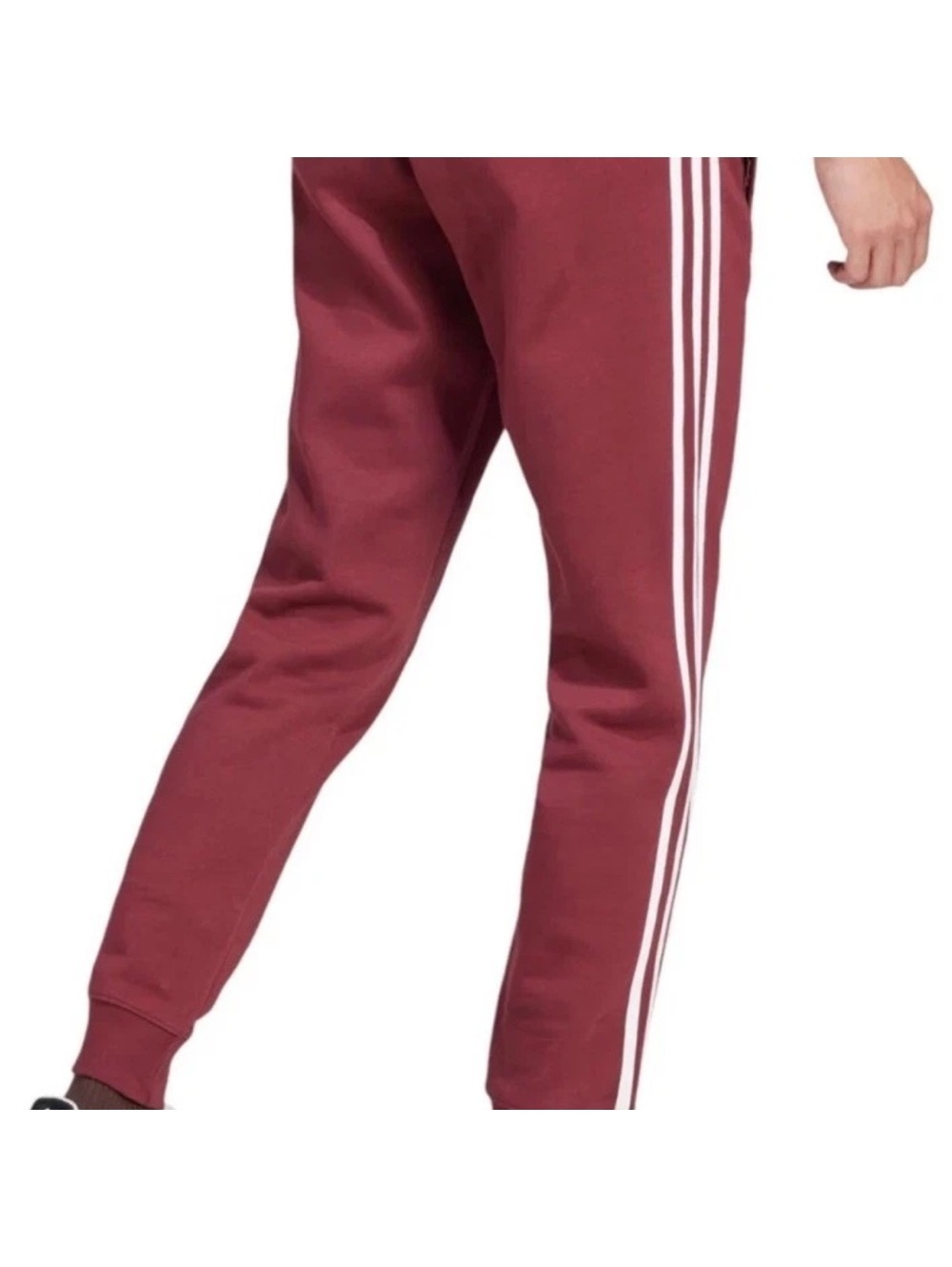 Adidas Men's S Jogger Pants 3 Stripe Fleece Red Green - Picture 4 of 13